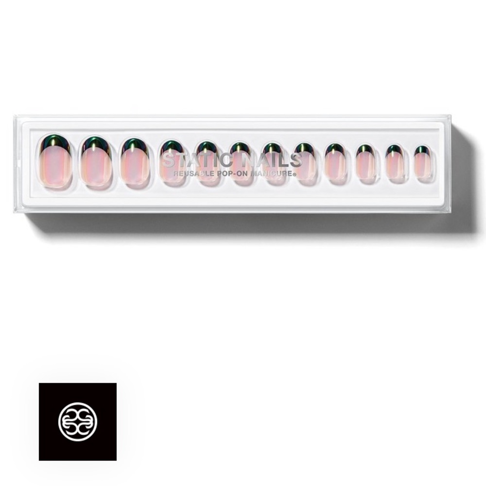 Holographic black round Static nails. NWOT
